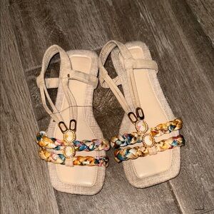 Elegant Beige and Multicolor Women's Sandals